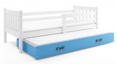BMS Group - Otroška postelja Carino z dodatnim ležiščem - 80x190 cm - bela/modra