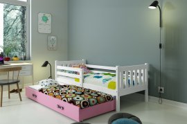 BMS Group - Otroška postelja Carino z dodatnim ležiščem - 80x190 cm - bela/roza
