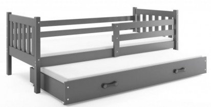 BMS Group - Otroška postelja Carino z dodatnim ležiščem - 80x190 cm - grafit/grafit
