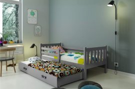 BMS Group - Otroška postelja Carino z dodatnim ležiščem - 80x190 cm - grafit/grafit