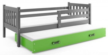 BMS Group - Otroška postelja Carino z dodatnim ležiščem - 80x190 cm - grafit/zelena