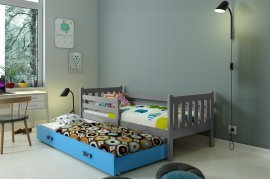 BMS Group - Otroška postelja Carino z dodatnim ležiščem - 80x190 cm - grafit/modra