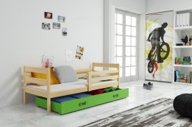 BMS Group - Otroška postelja Eryk - 80x190 cm - bor/zelena