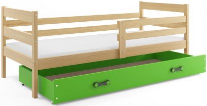 BMS Group - Otroška postelja Eryk - 90x200 cm - bor/zelena