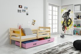 Otroška postelja Eryk - 90x200 cm - bor/roza
