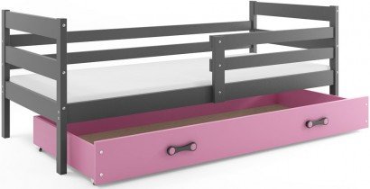 BMS Group - Otroška postelja Eryk - 80x190 cm - grafit/roza