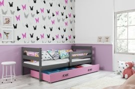 Otroška postelja Eryk - 80x190 cm - grafit/roza