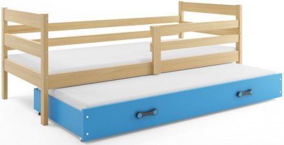 BMS Group - Otroška postelja Eryk z dodatnim ležiščem - 80x190 cm - bor/modra
