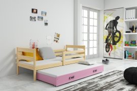BMS Group - Otroška postelja Eryk z dodatnim ležiščem - 80x190 cm - bor/roza