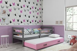 BMS Group - Otroška postelja Eryk z dodatnim ležiščem - 80x190 cm - grafit/roza