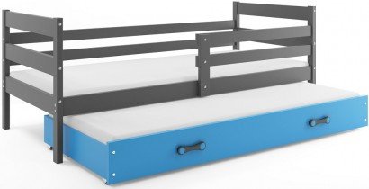 BMS Group - Otroška postelja Eryk z dodatnim ležiščem - 90x200 cm - grafit/modra