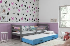 BMS Group - Otroška postelja Eryk z dodatnim ležiščem - 90x200 cm - grafit/modra