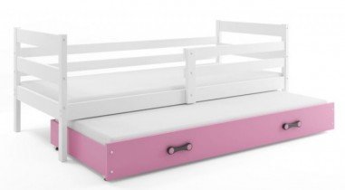BMS Group - Otroška postelja Eryk z dodatnim ležiščem - 90x200 cm - bela/roza