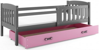 BMS Group - Otroška postelja Kubus - 80x190 cm - grafit/roza