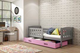 Otroška postelja Kubus - 80x190 cm - grafit/roza