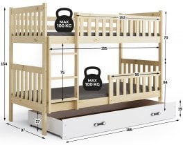BMS Group - Pograd Kubus - 80x190 cm - bor/bela