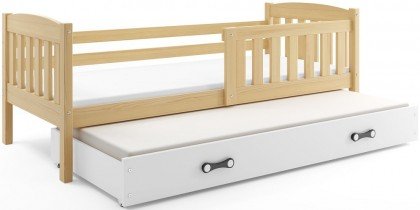 BMS Group - Otroška postelja Kubus z dodatnim ležiščem - 80x190 cm  - bor/bela