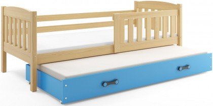 BMS Group - Otroška postelja Kubus z dodatnim ležiščem - 80x190 cm - bor/modra