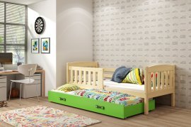 BMS Group - Otroška postelja Kubus z dodatnim ležiščem - 80x190 cm - bor/zelena