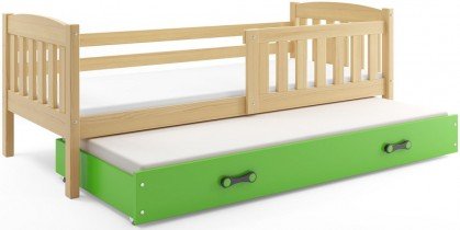 BMS Group - Otroška postelja Kubus z dodatnim ležiščem - 80x190 cm - bor/zelena