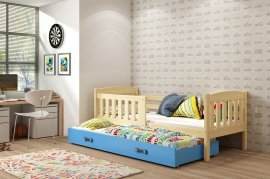 BMS Group - Otroška postelja Kubus z dodatnim ležiščem - 90x200 cm - bor/modra
