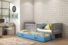 Otroška postelja Kubus z dodatnim ležiščem - 90x200 cm - grafit/modra