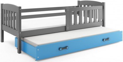 BMS Group - Otroška postelja Kubus z dodatnim ležiščem - 90x200 cm - grafit/modra