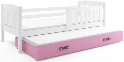 BMS Group - Otroška postelja Kubus z dodatnim ležiščem - 80x190 cm - bela/roza