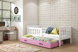 BMS Group - Otroška postelja Kubus z dodatnim ležiščem - 90x200 cm - bela/roza