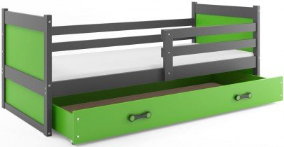 BMS Group - Otroška postelja Rico - 80x190 cm - grafit/zelena