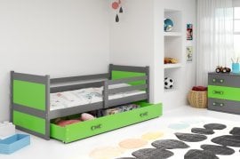 Otroška postelja Rico - 90x200 cm - grafit/zelena