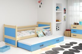 BMS Group - Otroška postelja Rico z dodatnim ležiščem - 90x200 cm - bor/modra