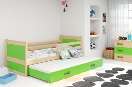 BMS Group - Otroška postelja Rico z dodatnim ležiščem - 90x200 cm - bor/zelena
