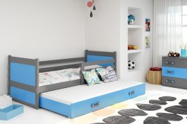 BMS Group - Otroška postelja Rico z dodatnim ležiščem - 80x190 cm - grafit/modra