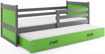 BMS Group - Otroška postelja Rico z dodatnim ležiščem - 80x190 cm - grafit/zelena