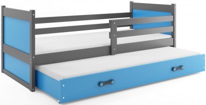 BMS Group - Otroška postelja Rico z dodatnim ležiščem - 90x200 cm - grafit/modra