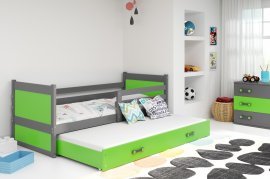 Otroška postelja Rico z dodatnim ležiščem - 90x200 cm - grafit/zelena