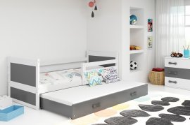 Otroška postelja Rico z dodatnim ležiščem - 90x200 cm - bela/grafit