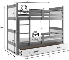 BMS Group - Pograd Rico - 90x190 cm - grafit/bela