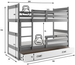 BMS Group - Pograd Rico - 90x200 cm - grafit/bela
