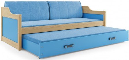 BMS Group - Otroška postelja Dawid z dodatnim ležiščem - 80x190 cm  - bor/modra