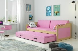 BMS Group - Otroška postelja Dawid z dodatnim ležiščem - 80x190 cm  - bor/roza
