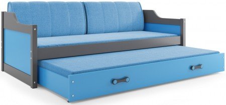 BMS Group - Otroška postelja Dawid z dodatnim ležiščem - 80x190 cm - grafit/modra