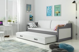 BMS Group - Otroška postelja Dawid z dodatnim ležiščem - 90x200 cm - grafit/bela