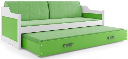 BMS Group - Otroška postelja Dawid z dodatnim ležiščem - 90x200 cm - bela/zelena