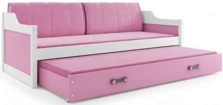 BMS Group - Otroška postelja Dawid z dodatnim ležiščem - 90x200 cm - bela/roza