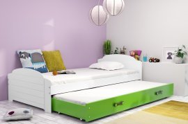 Otroška postelja Lili z dodatnim ležiščem - 90x200 cm - bela/zelena