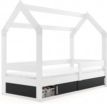 BMS Group - Otroška postelja Domek - 80x160 cm - bela/črna