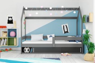 BMS Group - Otroška postelja Domek - 80x160 cm - grafit/črna