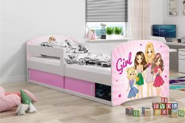 Otroška postelja Luki-1 - 80x160 cm - bela/Girls